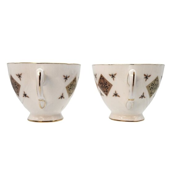 Vtg Colclough Bone China 2 Sets Crispin Pattern 8198 c.1960 Cup Saucer Dessert - Picture 6 of 11